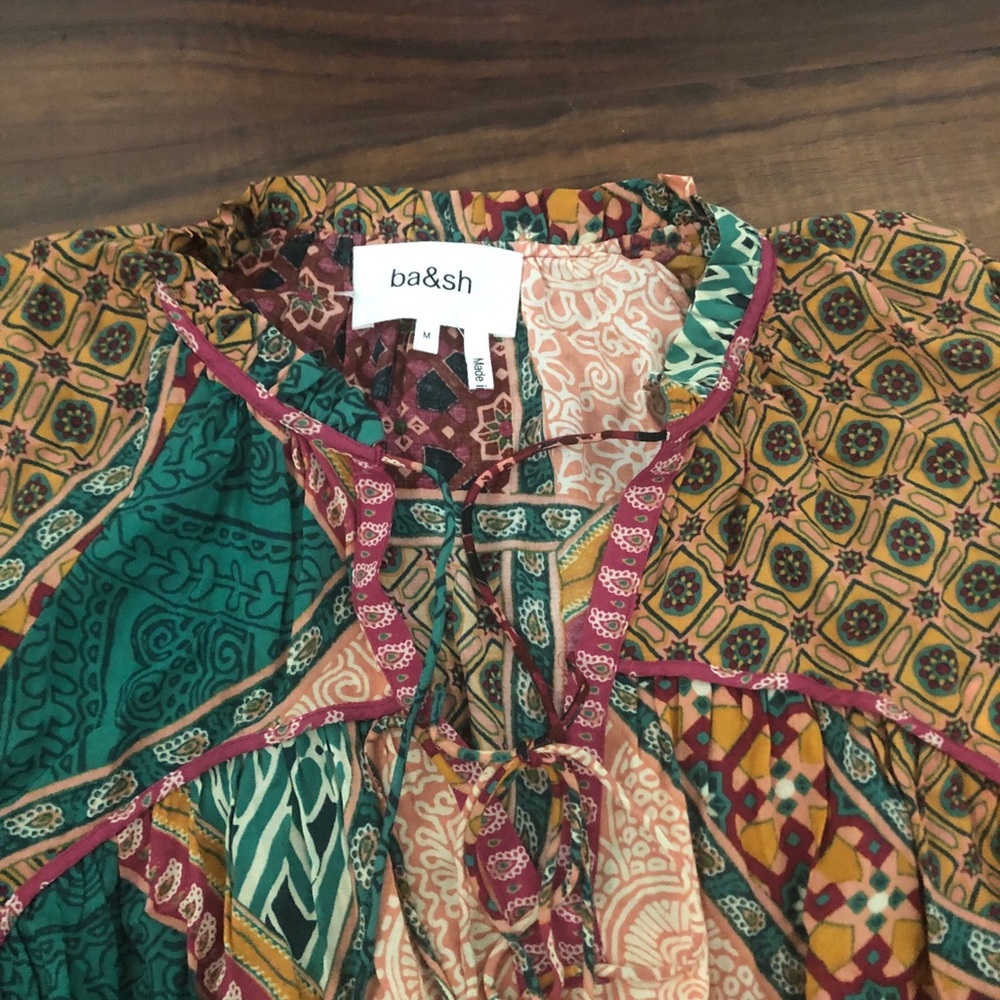 New ba&sh Women’s Faith Mixed Print Lace Up Blouse - Picture 6 of 16